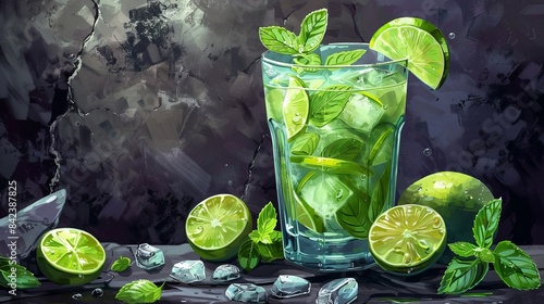 Mojito cocktail with lime 