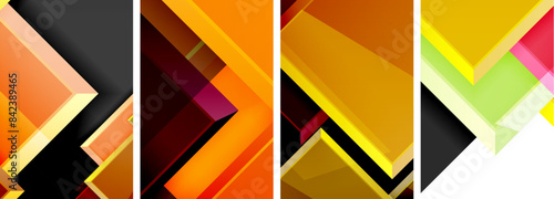Color glass glossy square composition poster set for wallpaper, business card, cover, poster, banner, brochure, header, website