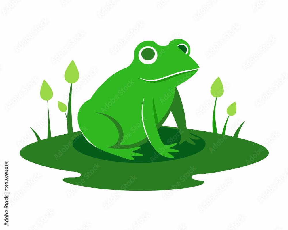 A frog is sitting on a hummock in a swamp vector illustration A frog is sitting on a hummock in a swamp vector illustration