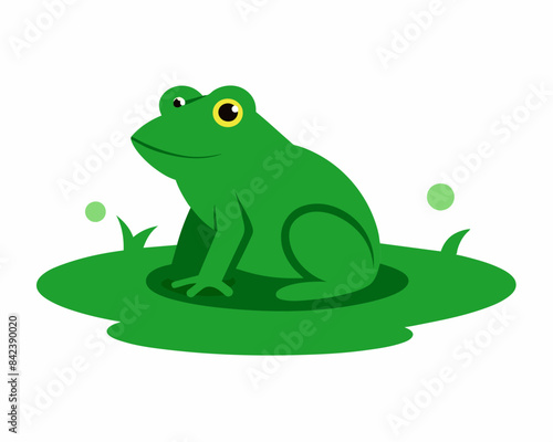 A frog is sitting on a hummock in a swamp vector illustration 