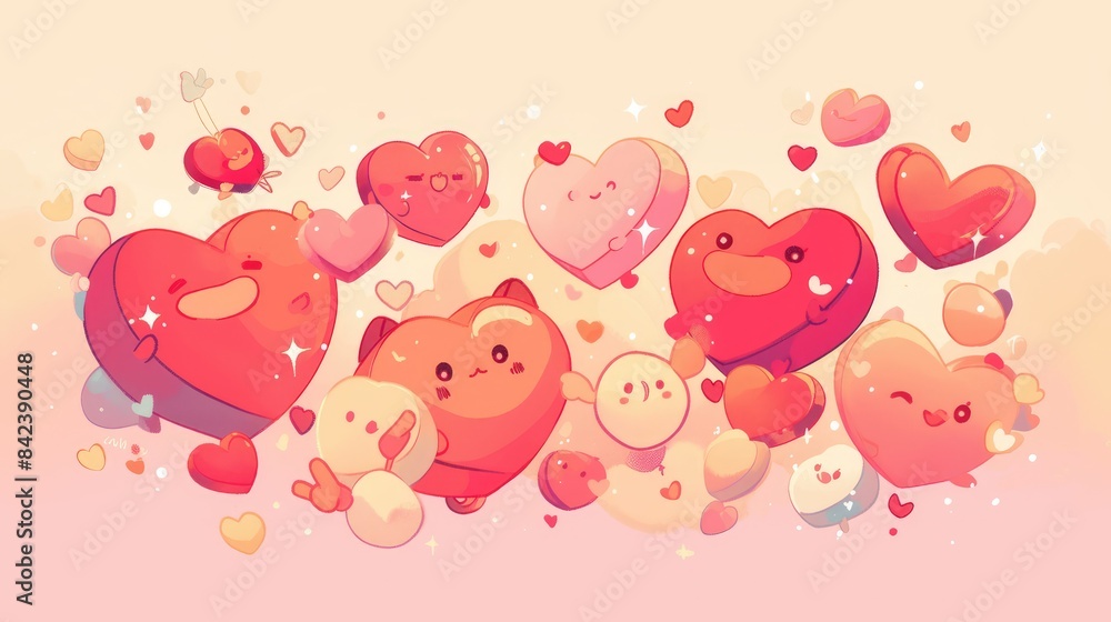 Adorable cartoon hearts perfect for showing your affection Adorable cartoon hearts perfect for showing your affection