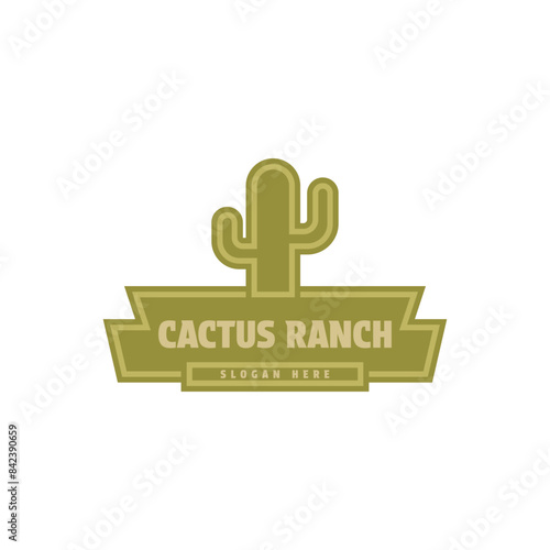 Cactus ranch logo design vintage retro stamp badge