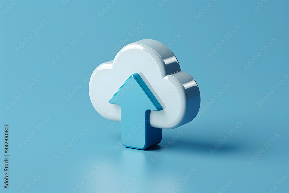 Data upload icon in 3d style with an isolated background Data upload icon in 3d style with an isolated background
