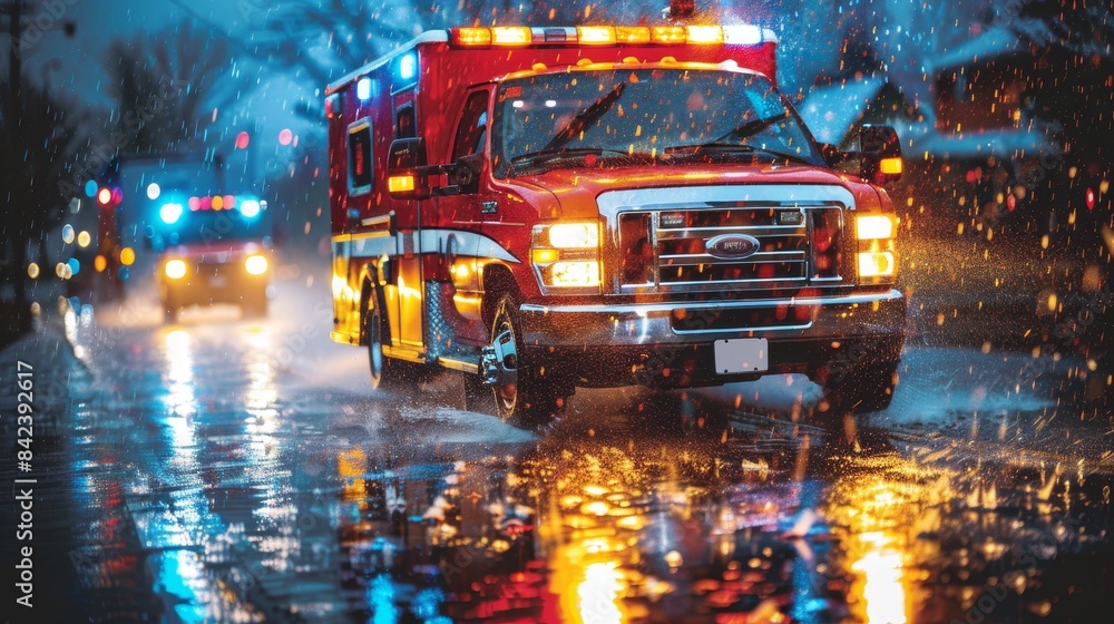 Ambulance emergency blue light flasher close up symbolizing rescue, urgency, health care Ambulance emergency blue light flasher close up symbolizing rescue, urgency, health care