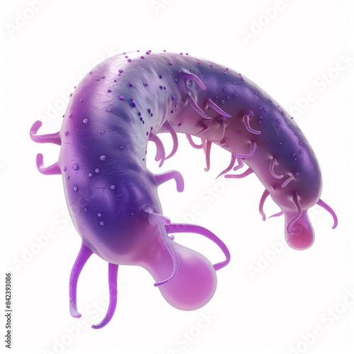 3D Illustration of Cryptosporidium Parasite in Microscopic photo