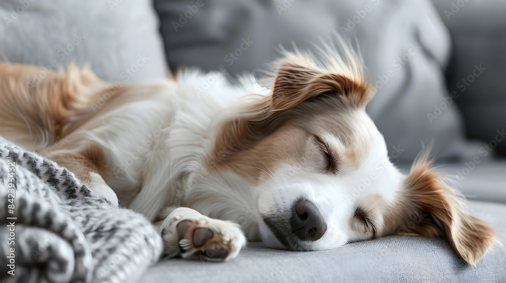 Obraz premium Sleeping dog in a sofa at Home