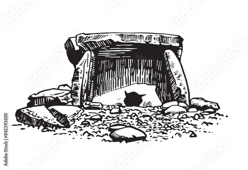 The caucasus dolmen on white background,vector illustration.	