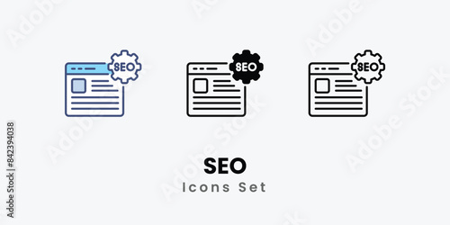 SEO icons vector set stock illustration.