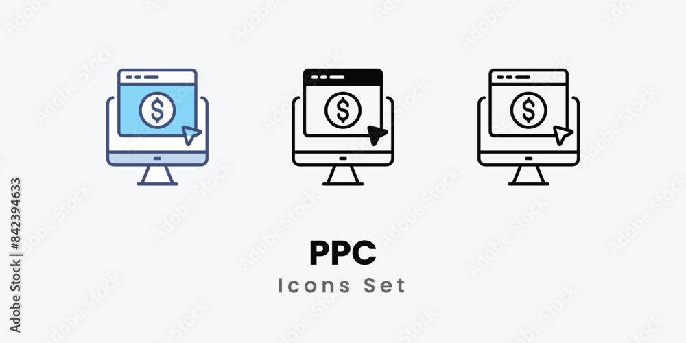 PPC icons vector set stock illustration. PPC icons vector set stock illustration.