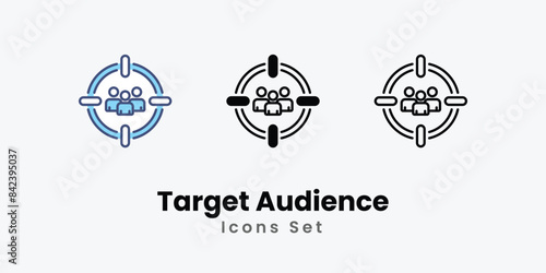Target Audience icons vector set stock illustration.