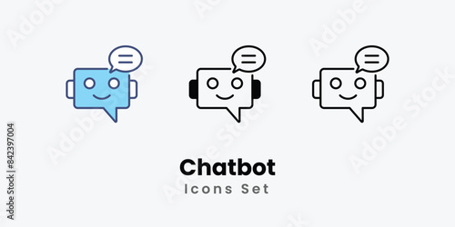 Chatbot icons vector set stock illustration.