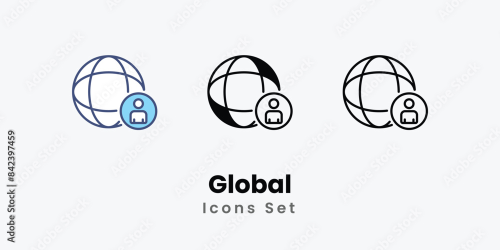 Fototapeta premium Global icons vector set stock illustration.