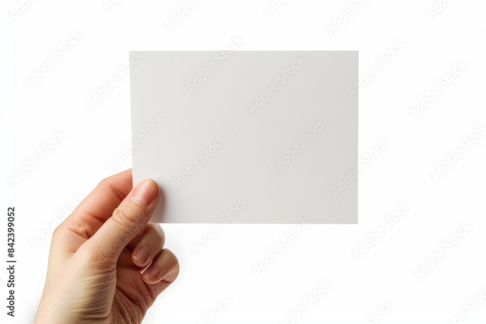 Obraz premium Blank paper mockup on hand created with generative AI