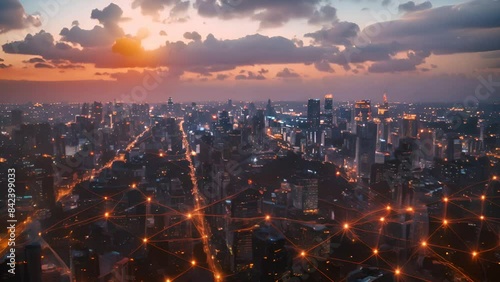 Wallpaper Mural A panoramic view of a smart city at dusk Torontodigital.ca