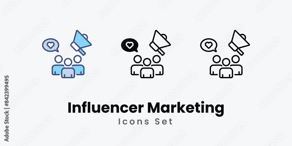 Influencer Marketing icons vector set stock illustration. Influencer Marketing icons vector set stock illustration.