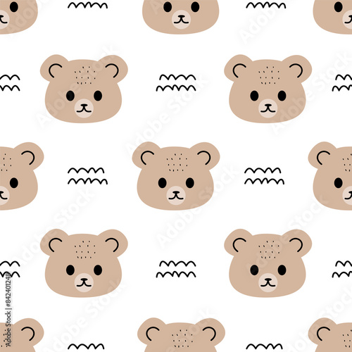 Seamless pattern with cute bear