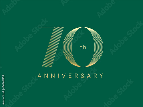 70th Anniversary luxury gold celebration with Slim lines logo typography vector design concept. Seventy years anniversary gold number template for celebration event, business, invitation, card, web.