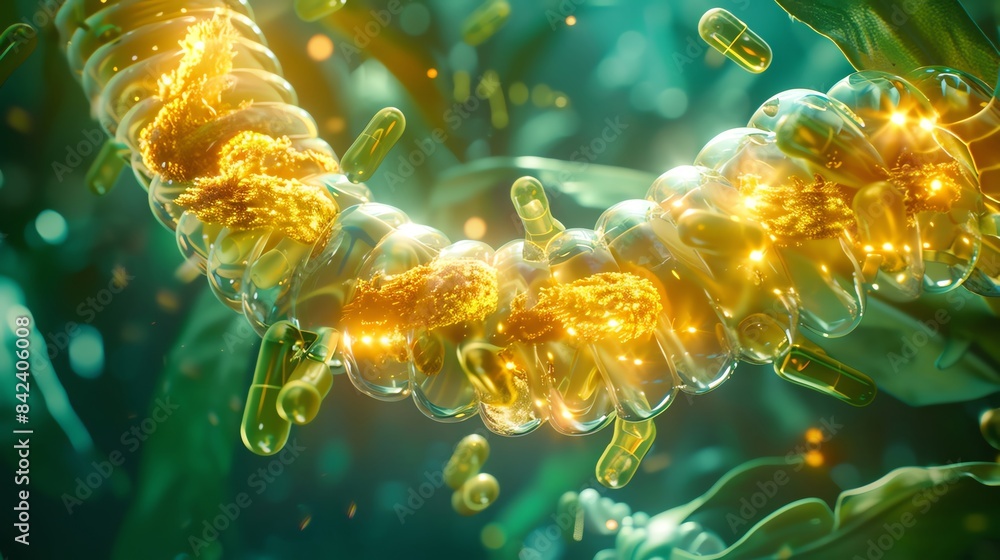 High resolution Xray illustration, watersoluble vitamins absorption, B