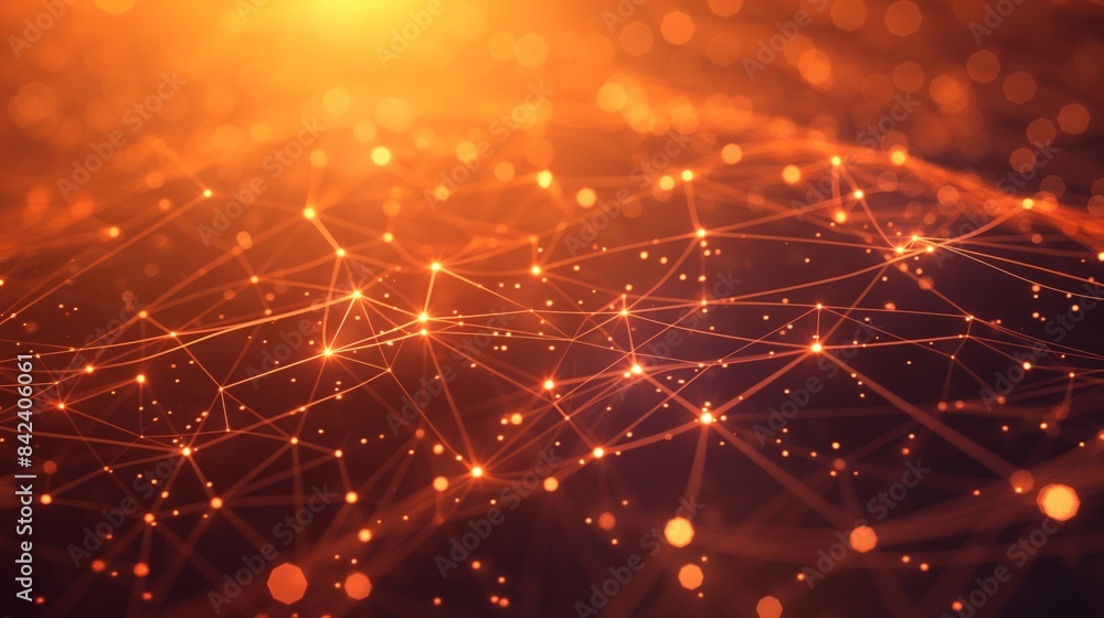 Obraz premium This image features a network visualization with a warm, fiery aesthetic and interconnected lines and nodes