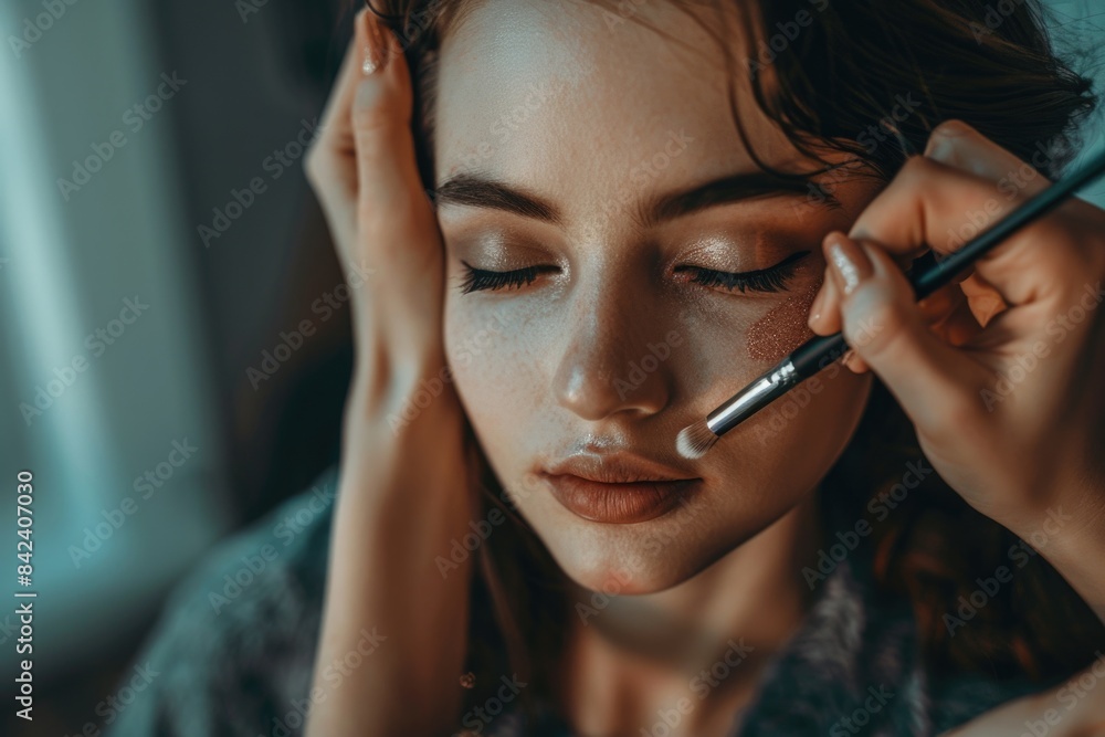 Obraz premium A person holds a brush in their hand, ready to create or paint something