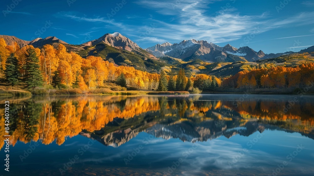 Serene Autumn Lake with Mountain Reflection