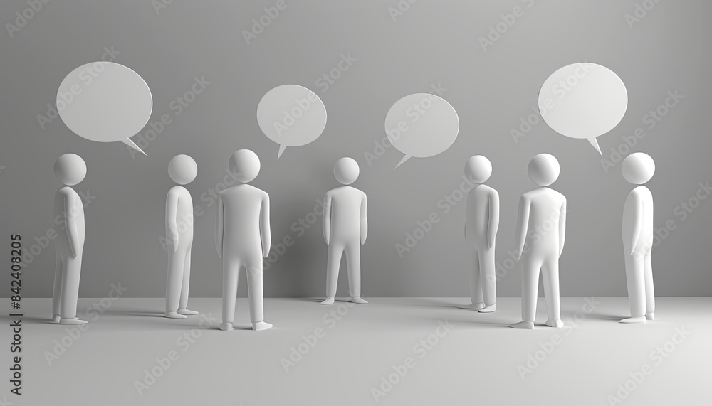 A group of people are standing in a room and talking to each other A group of people are standing in a room and talking to each other