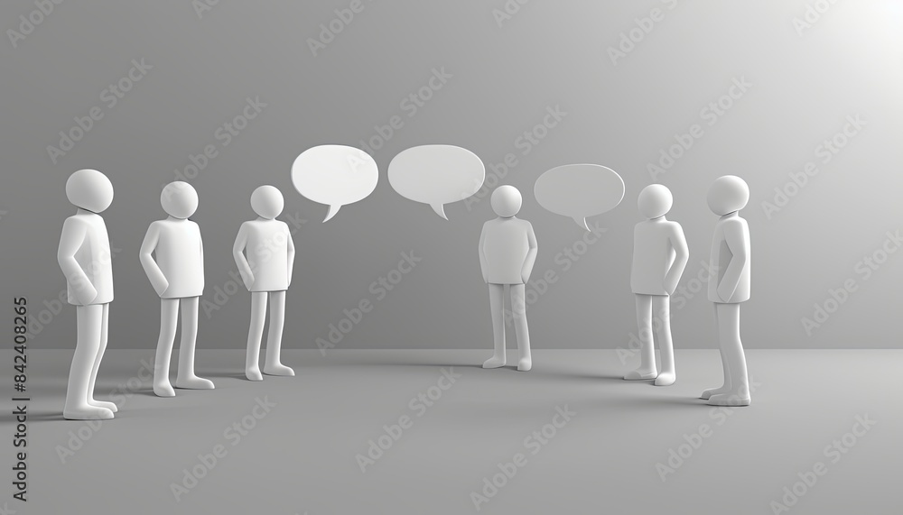 A group of people are standing around a table and talking A group of people are standing around a table and talking