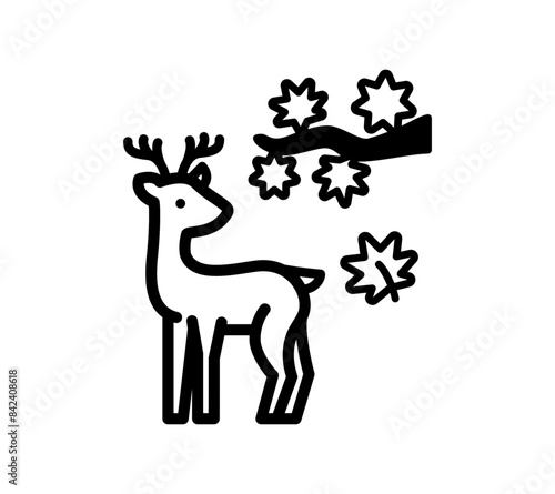 鹿ともみじのイラスト
