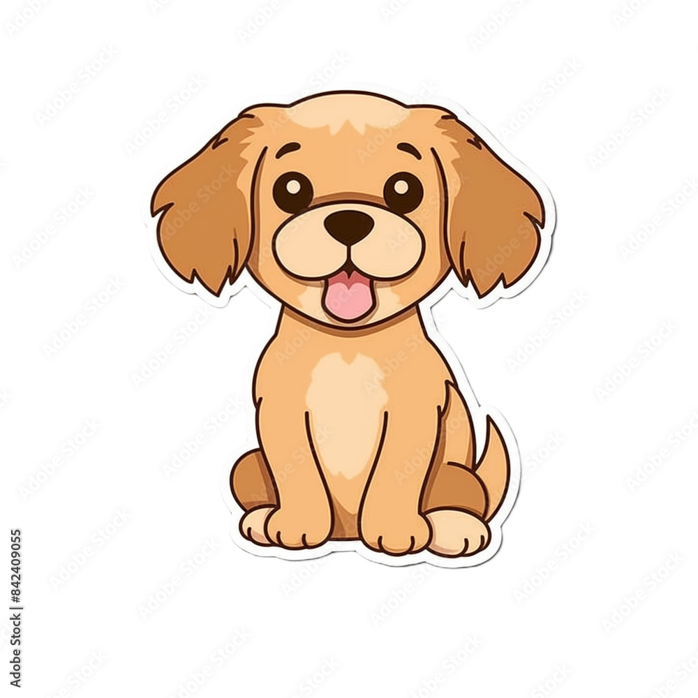 Cute Dog Drawing Sticker on White Background Cute Dog Drawing Sticker on White Background