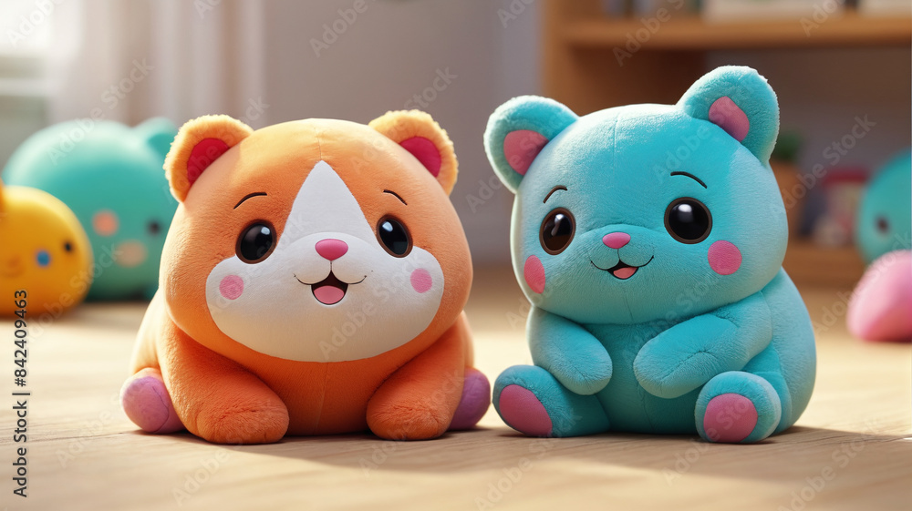 Savoring the moments of merriment and mischief with playful plush playmates, whose squishy hugs and endless adventures make every day brighter, Generative AI Savoring the moments of merriment and mischief with playful plush playmates, whose squishy hugs and endless adventures make every day brighter, Generative AI
