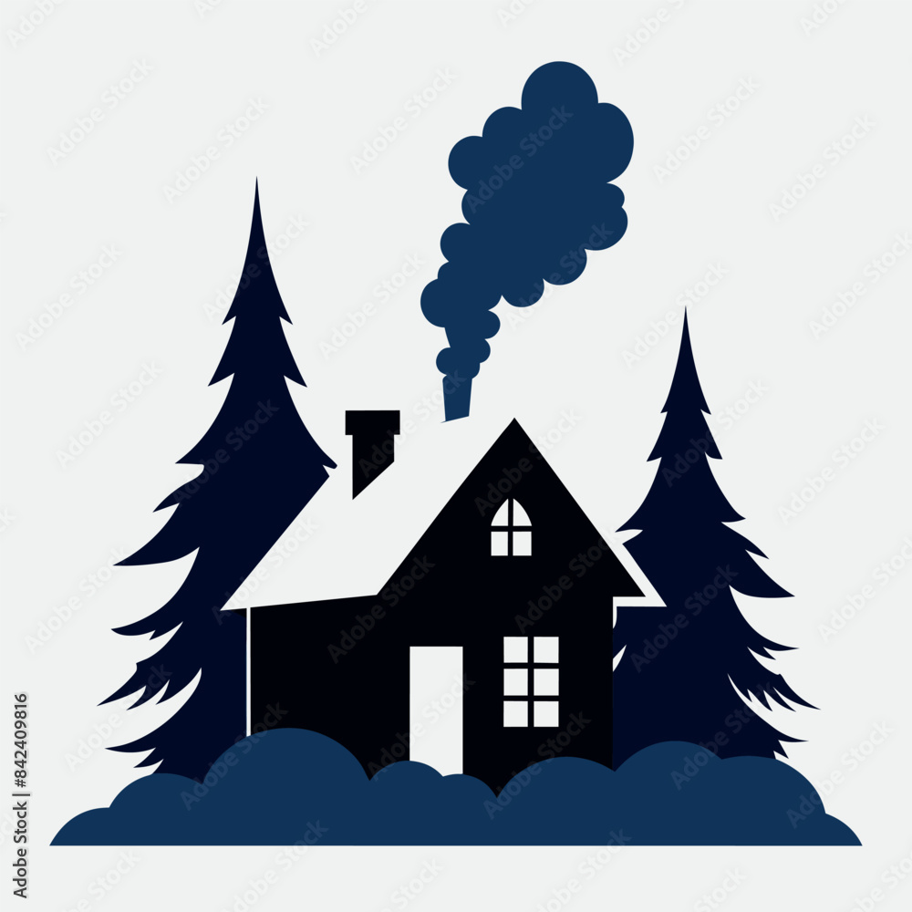 a winter season house vector silhouette, white background a winter season house vector silhouette, white background