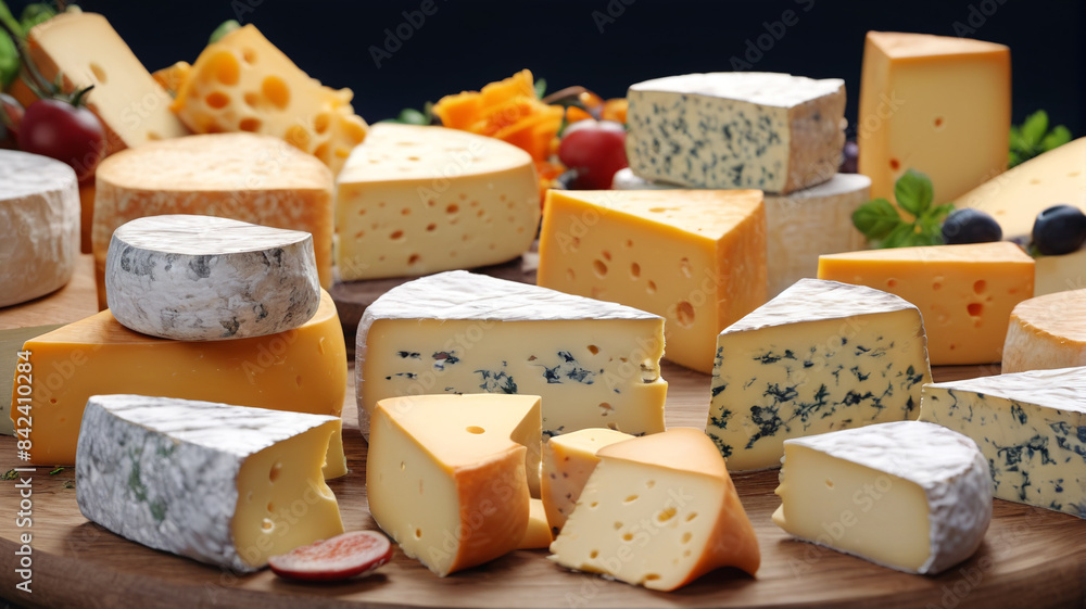 Fromage Fiesta: A Gourmet Cheese Affair Featuring Diverse Flavors and Textures, Generative AI Fromage Fiesta: A Gourmet Cheese Affair Featuring Diverse Flavors and Textures, Generative AI