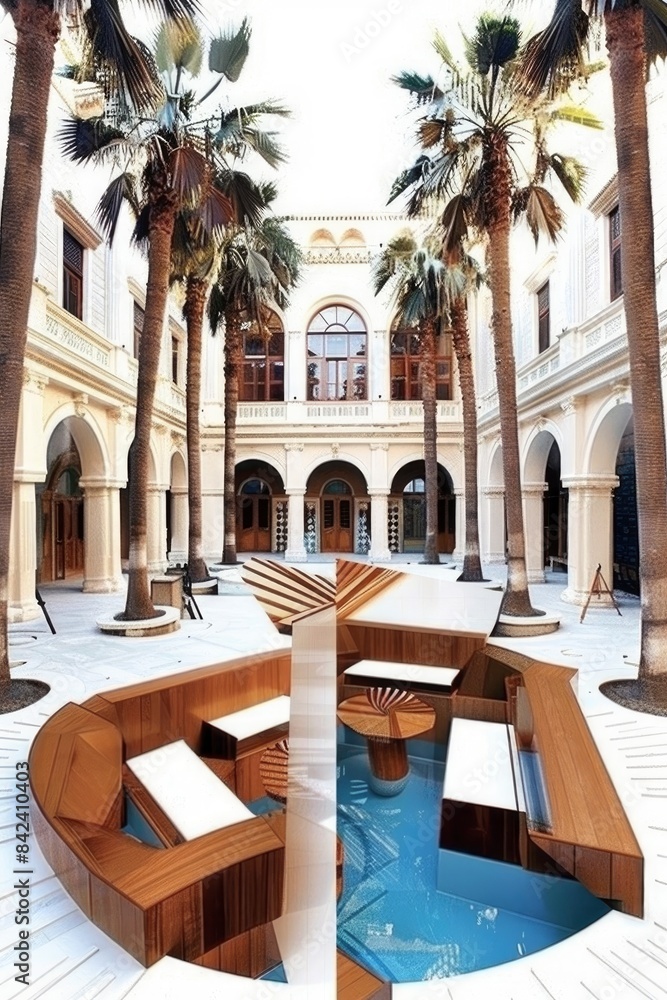 Obraz premium A blend of historic courtyards and modern atriums