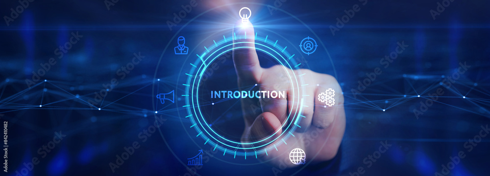 Business, technology, internet and network concept. Virtual screen of the future and sees the inscription: Introduction. Business, technology, internet and network concept. Virtual screen of the future and sees the inscription: Introduction.