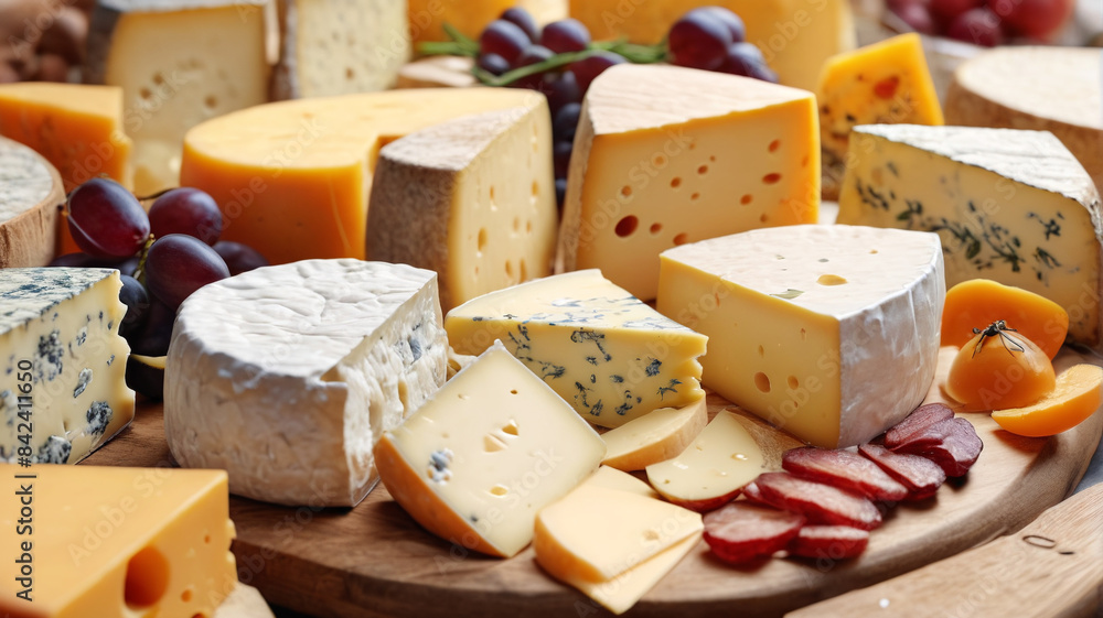 The Cheese Medley: A Gastronomic Adventure with Assorted Cheeses on Display, Generative AI The Cheese Medley: A Gastronomic Adventure with Assorted Cheeses on Display, Generative AI