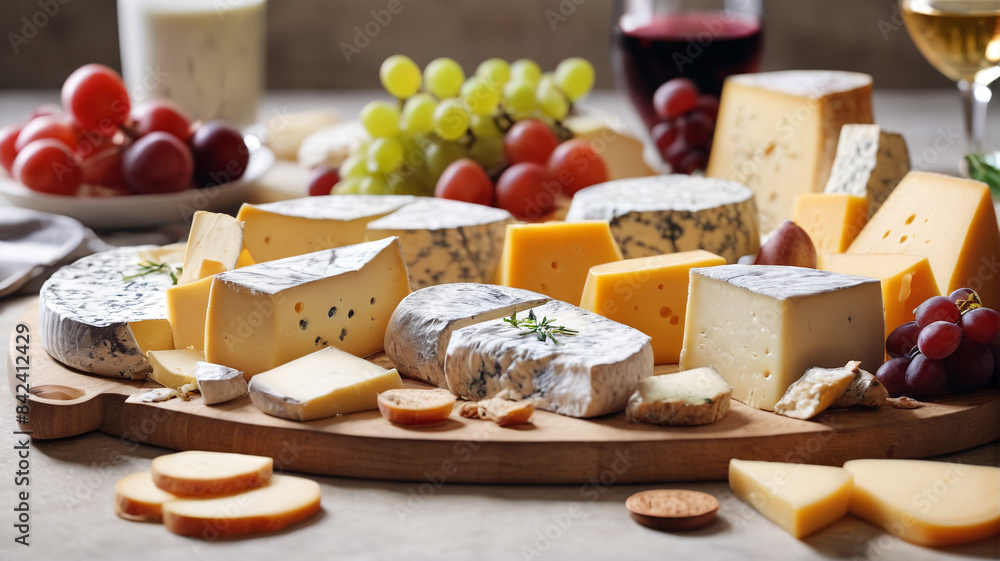 Fromage Delight: Indulging in a Platter of Various Cheeses for a Luxurious Tasting Soiree, Generative AI Fromage Delight: Indulging in a Platter of Various Cheeses for a Luxurious Tasting Soiree, Generative AI