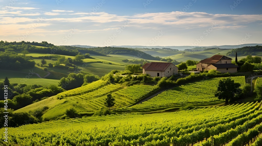 Panoramic view of the Tuscan countryside in spring, Italy