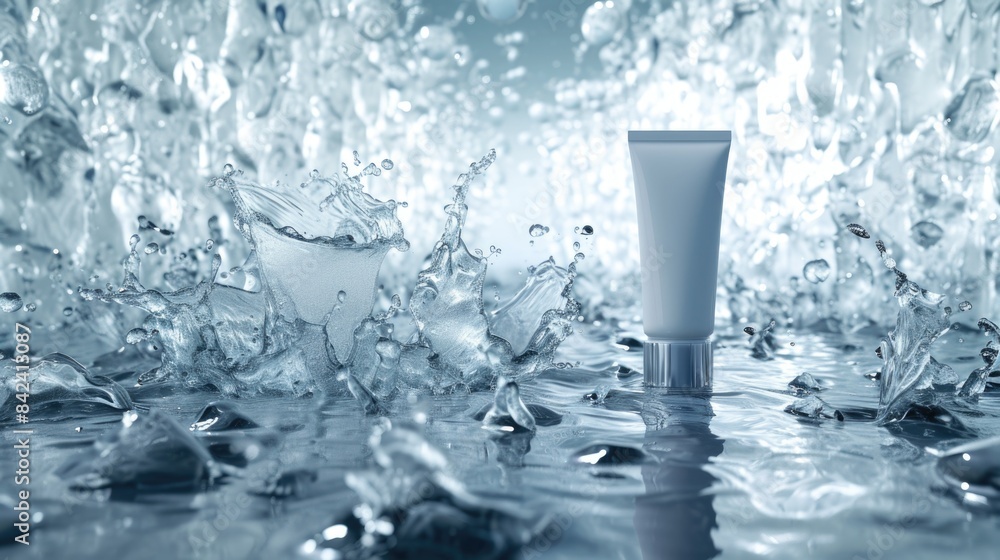 A tube of toothpaste sits atop a calm body of water, awaiting use A tube of toothpaste sits atop a calm body of water, awaiting use