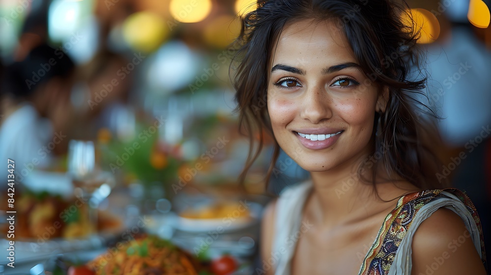 Fototapeta premium Indian businesswoman attending networking lunch in India