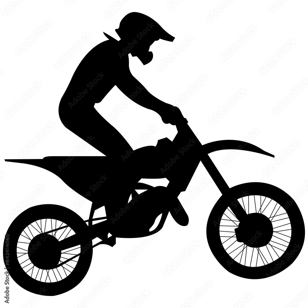 Fototapeta premium Collection of motocross silhouettes in different positions.Motocross Rider Silhouette.vector illustration silhouettes of motorcycle jumping - set of motocross freestyle jump isolated