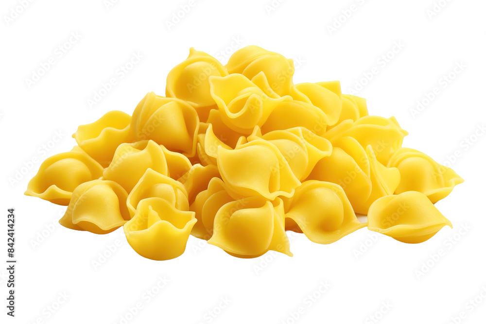 A Golden Cascade: A Mesmerizing Heap of Yellow Pasta on a Blank Canvas on White or PNG Transparent Background. A Golden Cascade: A Mesmerizing Heap of Yellow Pasta on a Blank Canvas on White or PNG Transparent Background.