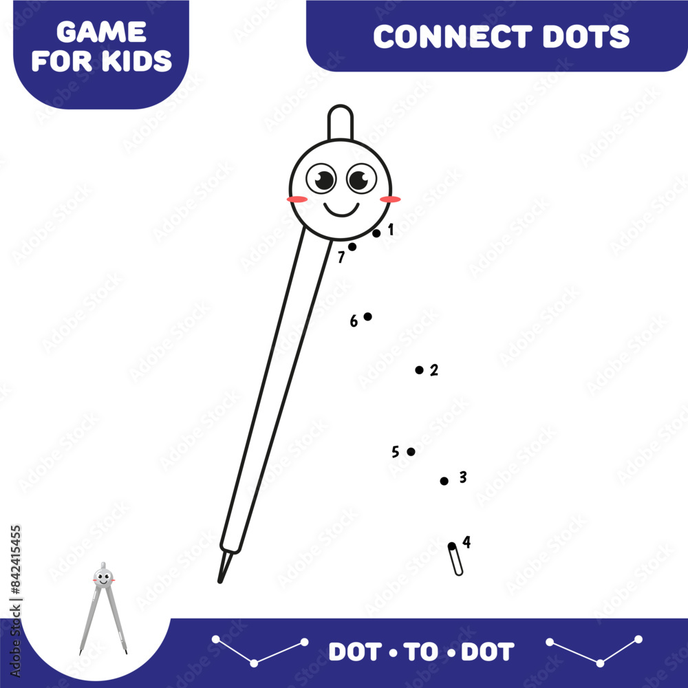 Dot to dot divider, educational game for preschool kids. Activity worksheet Dot to dot divider, educational game for preschool kids. Activity worksheet