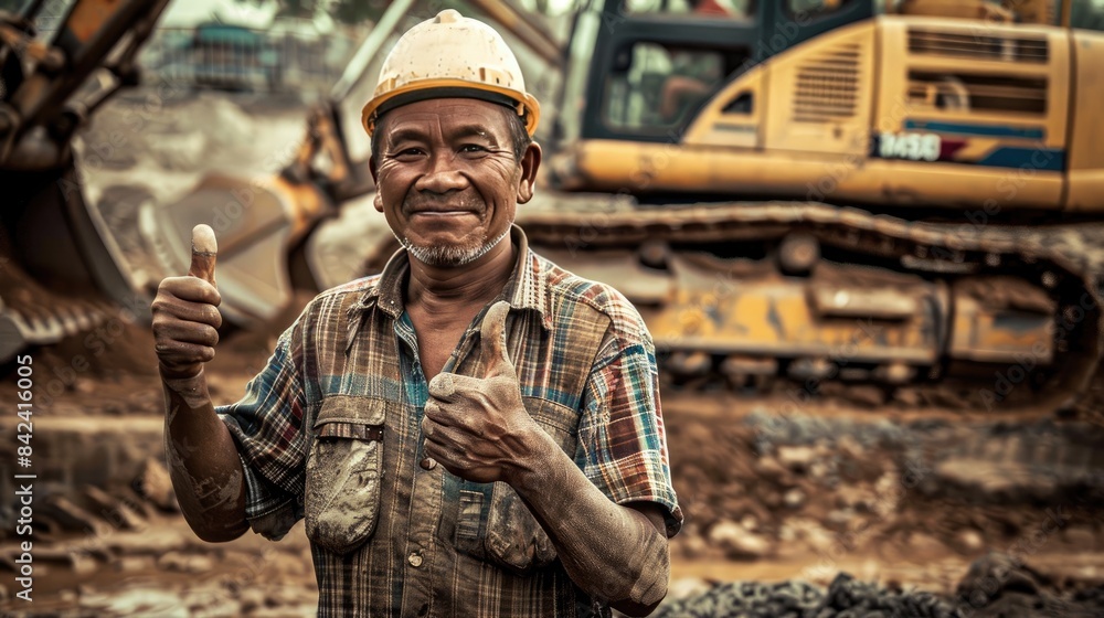 Elderly Construction Worker Giving Thumbs Up Elderly Construction Worker Giving Thumbs Up
