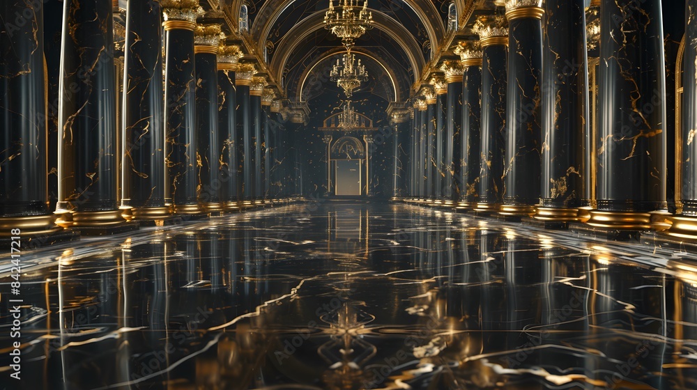Fototapeta premium black and gold marble room decoration