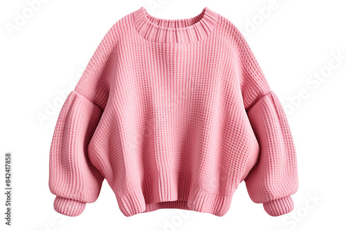 Blushing Beauty: Pink Sweater Dancing on a Cloud on White or PNG Transparent Background.