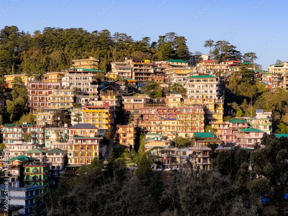 Fototapeta premium View of McLeod Ganj (Dharamsala) in Himachal Pradesh, India