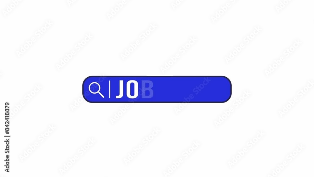 Word job in search bar line 2D object animation. Seeking vacancy via internet flat color cartoon 4K video, alpha channel. Online sources for employment animated item on white background Word job in search bar line 2D object animation. Seeking vacancy via internet flat color cartoon 4K video, alpha channel. Online sources for employment animated item on white background