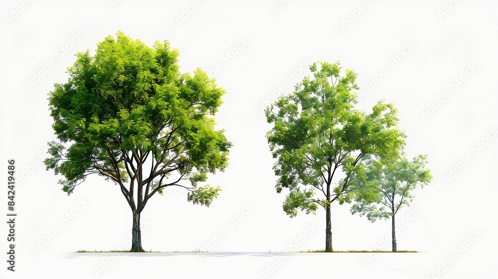 Isolated trees on white background : Generative AI Isolated trees on white background : Generative AI