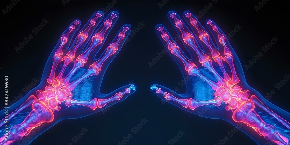 Illustration of Swollen, Inflamed Joints in Hands or Knees Leading to