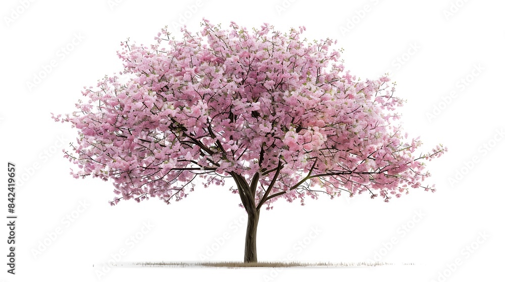 Sakura tree in spring isolated on white background : Generative AI Sakura tree in spring isolated on white background : Generative AI